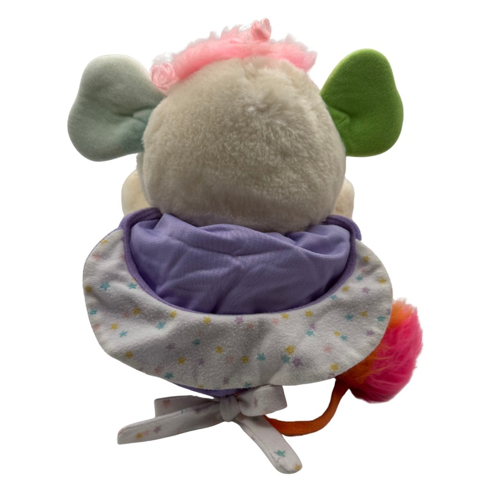 Vintage Popples Plush Bibsy Baby Bib White Mattel Toy 1986 - 12" with Bib, Curls - Picture 4 of 9